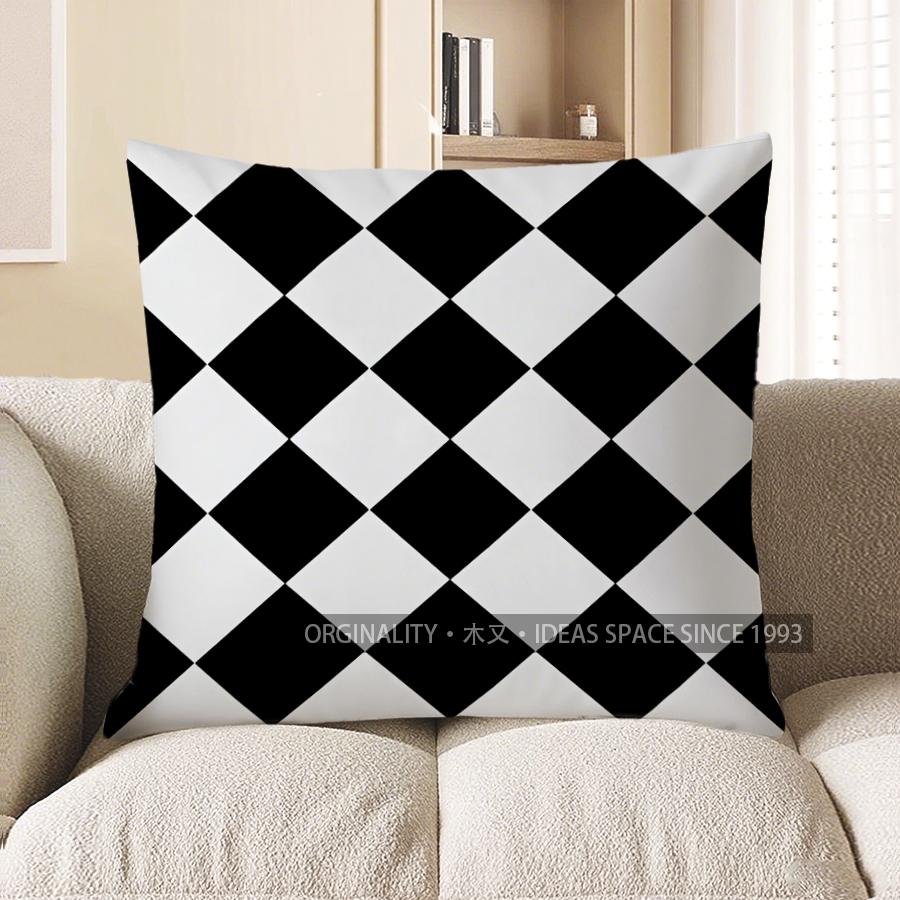 Home Decor Black & White Zigzag Pattern Throw Pillow Cover Pattern Cushion Cover Suitable For Sofa Bedroom Car Pillow Cover