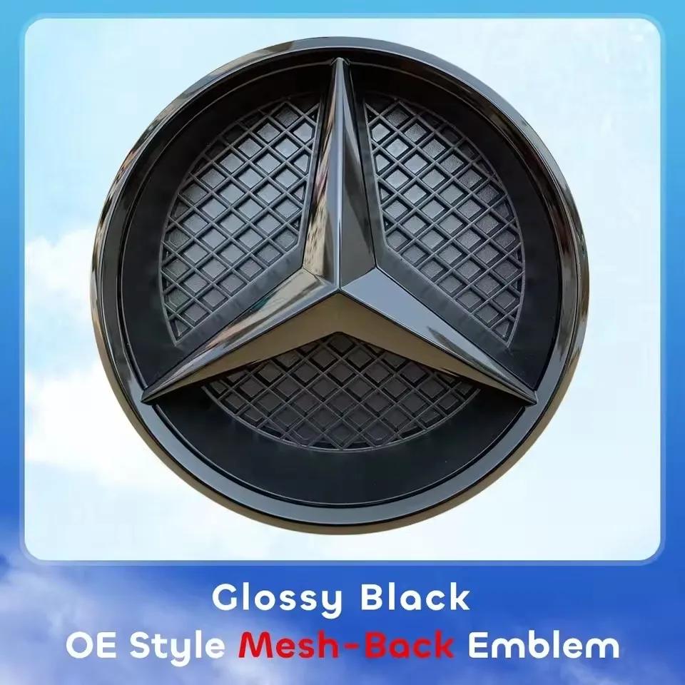 AAVV1 Car Front Grille Emblem Star Badge Lighting Logo Chrome Silver 3D Mirror For Mercedes Benz W205 C180 C200 C250 C300 C350 C400