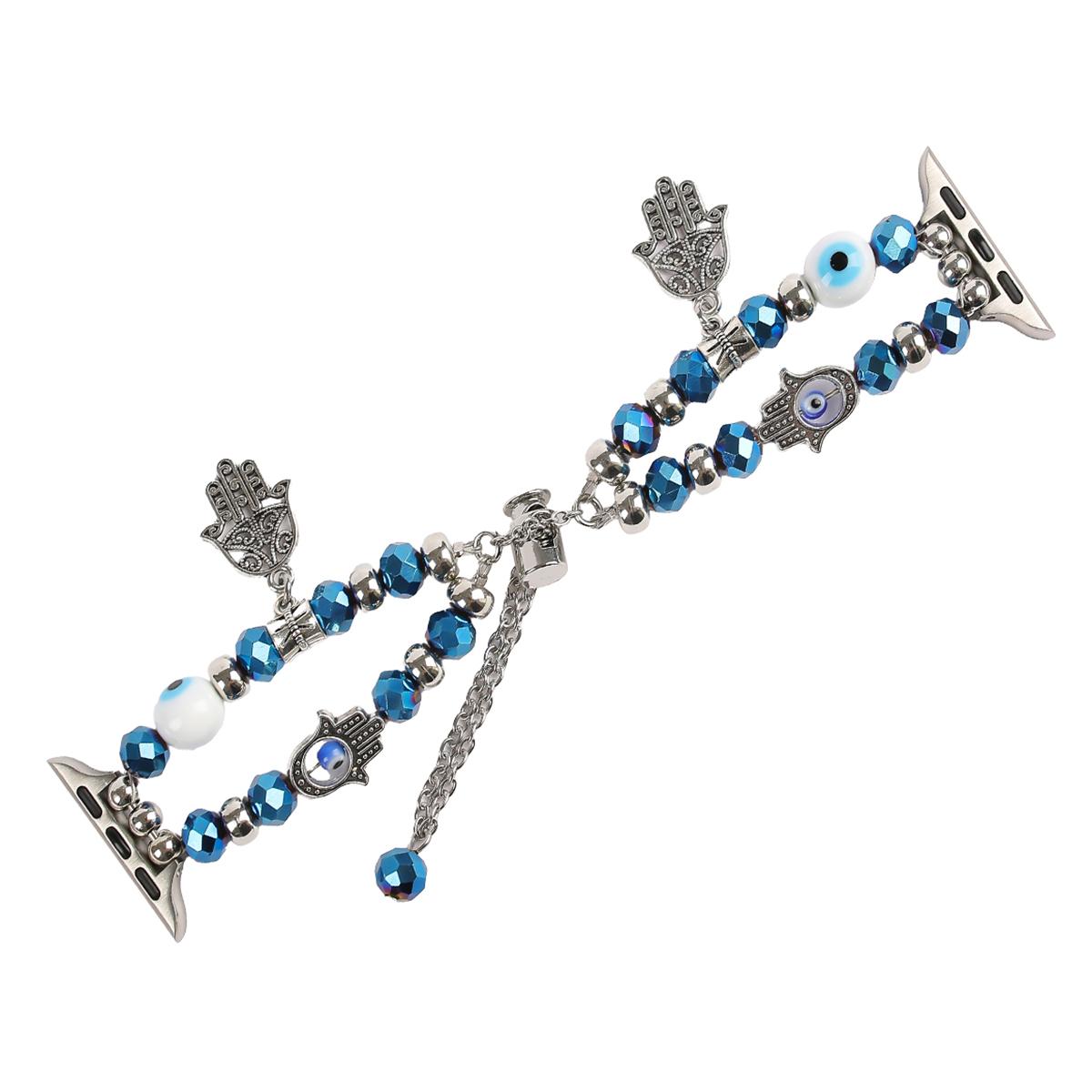 

Watch Strap for Apple Watch Series 10 Ultra 9 8 7 SE 6 5 4 3 2 1 46mm 49mm 45mm 44mm 42mm Evil Eye Beaded Bracelet Wrist Band Blue