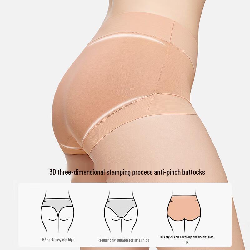 Odeifen Women's High-Waist Briefs with 5A Antibacterial Mulberry Silk Crotch