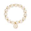 Elegant Women's Alphabet Pearl Bracelet with Enamel Initial Charm