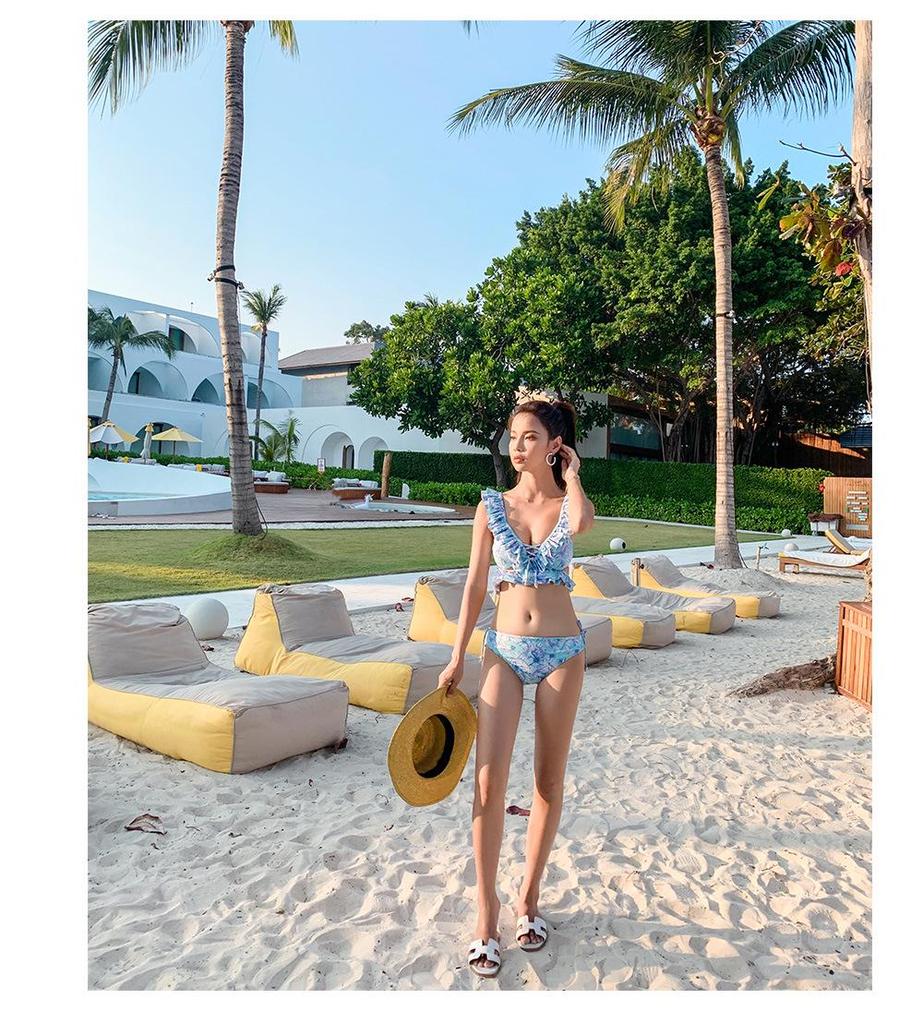 Export Japan Süßes dreiteiliges Badeanzug-Set mit geteiltem Design