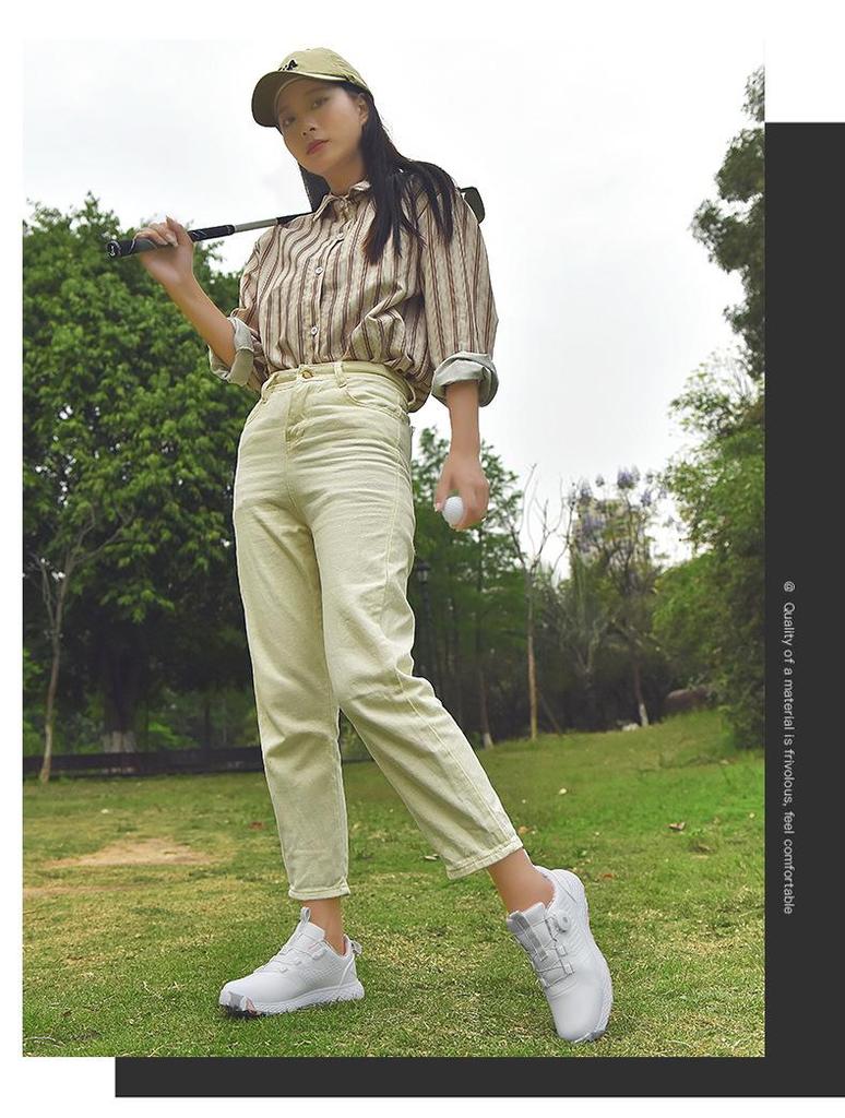 Unisex Waterproof Golf Shoes with Rotating Button - Casual Sports Footwear