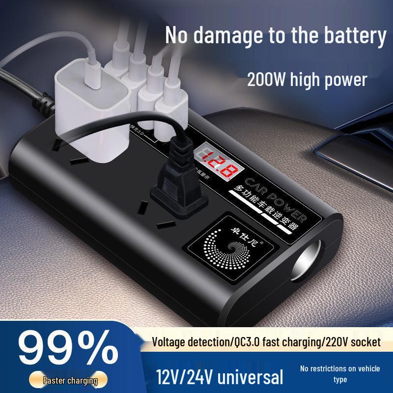 Universal 12V/24V To 220V Car Power Inverter & Mobile Charger Socket