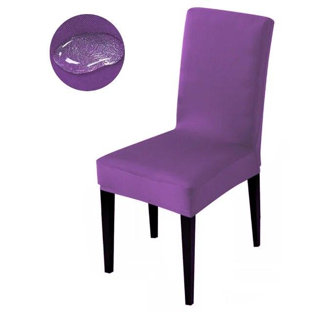 Waterproof Elastic Chair Cover Dining Room Solid Color Chair Slipcover Spandex Removable Chair Seat Cover for Kitchen Wedding