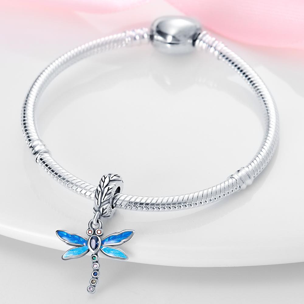Charms Original Copper Blue Animal Dragonfly Pendant Beads Fit Bracelet Diy Fine Gift Women Delicate Jewelry