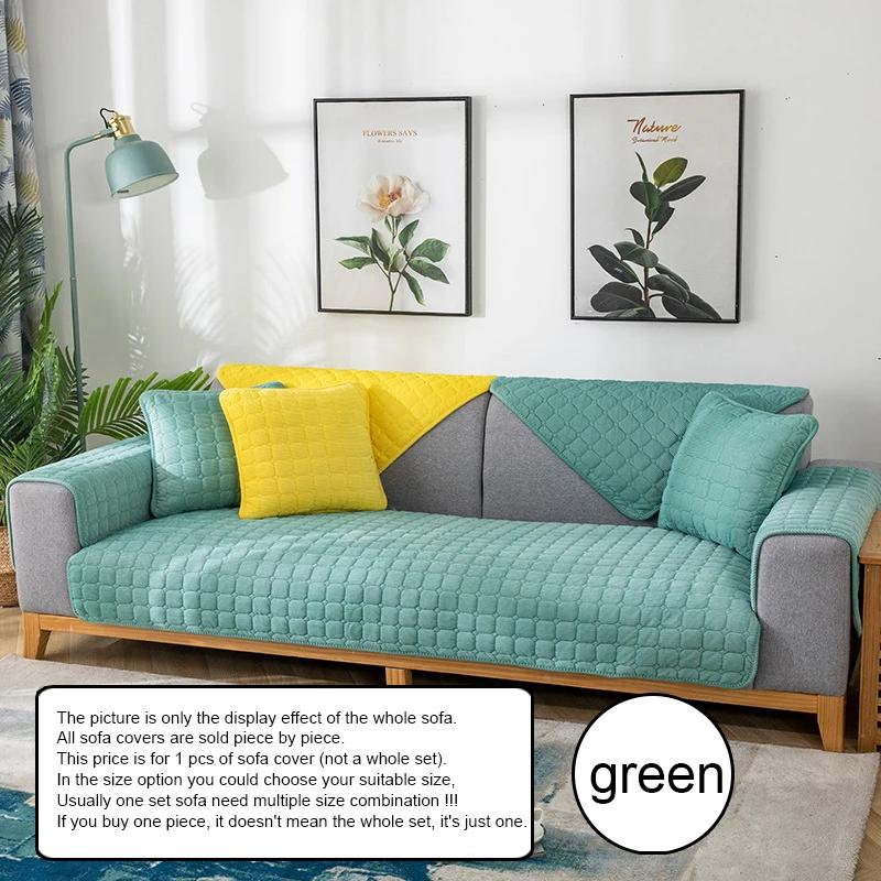 Corduroy Sofa Cover Mat Solid Color Thick Plush Sofa Towel Universal Non-Slip Corner Sofa Cushion Armrest  Home Decoration Cover