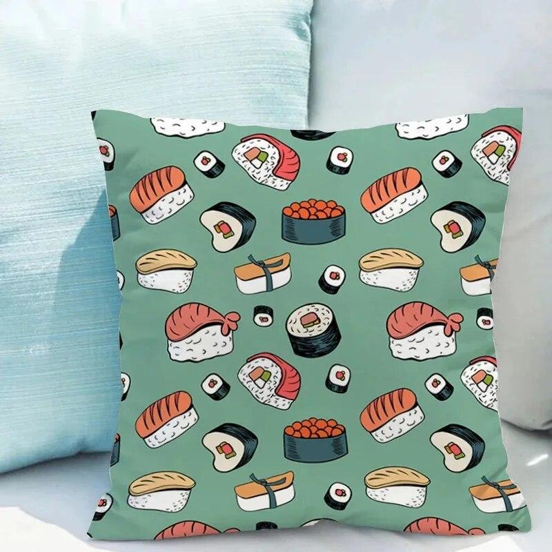 

Автомобіль Вітальня Диван Наволочка Суші Їжа Шаблон Наволочка Розкішний домашній декор Наволочка 40x40cm
