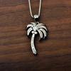 Tropical Vibes Green Opal Christian Copper Sweater Chain Necklace | TikTok Viral Coconut Tree Pendant for Women