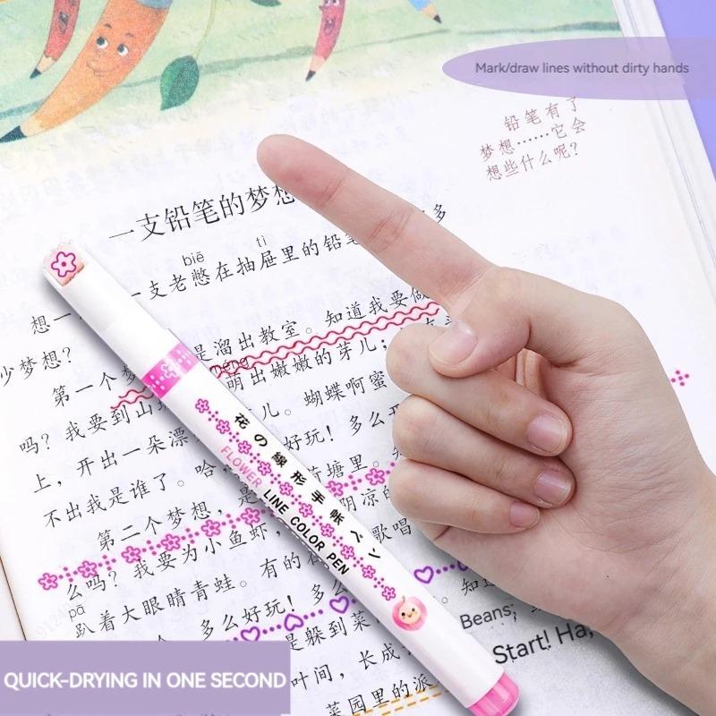6db/szett virágvonal forma kiemelő toll görgő hegy görbe bélés marker Kawaii koreai írószer iskolai irodaszerek ajándékok