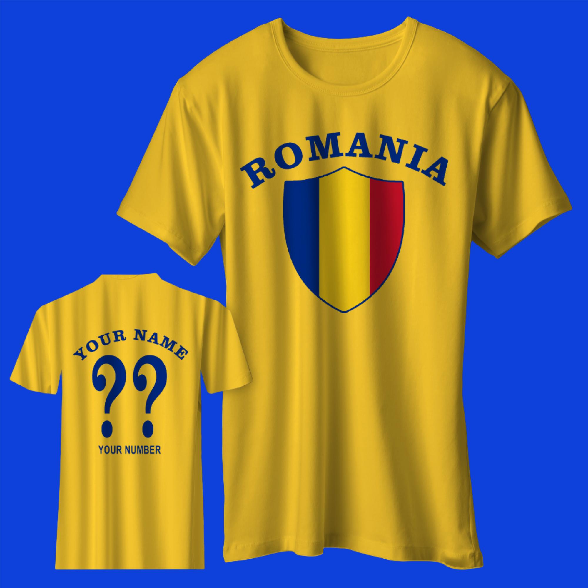 Personalised Romania Football Shirt with any Name & Number M