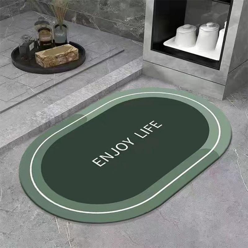 Bath Absorbent Floor Mat Diatom Mud Oval Square Soft Mat Toilet Foot Mat Non-slip Household Quick-drying Bath Mat