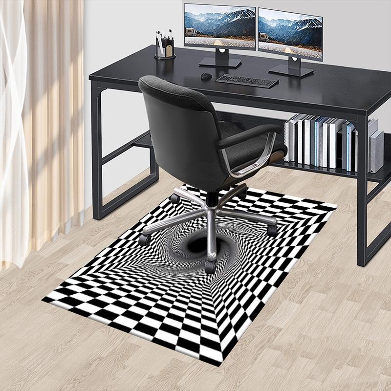 1PC Checkerboard Tunnel Extra Large Non Slip Floor carpet, Office, family, bedroom, Studio Large Area Rug Indoor Rugs, Vibrant Colors