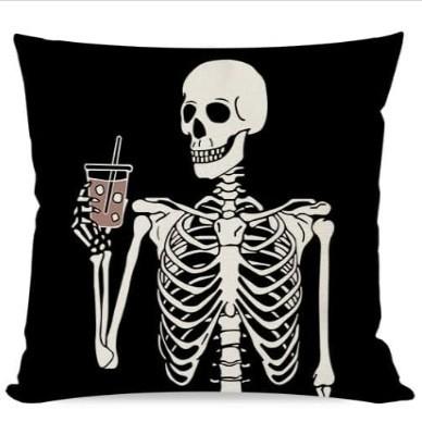 Cute Halloween Ghost Throw Pillow Cover, Black And White Spooky Ghost Decorative Pillow Case Couch Cushion Cover