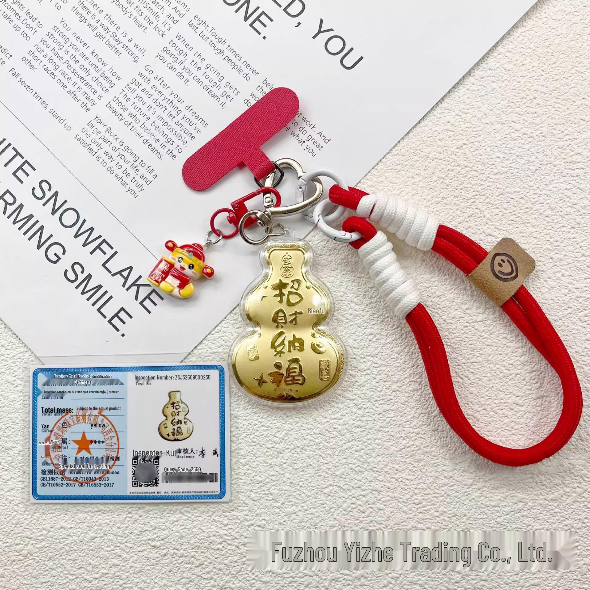 999 Pure Gold Gourd Keychain & Bag Charm for Men and Women