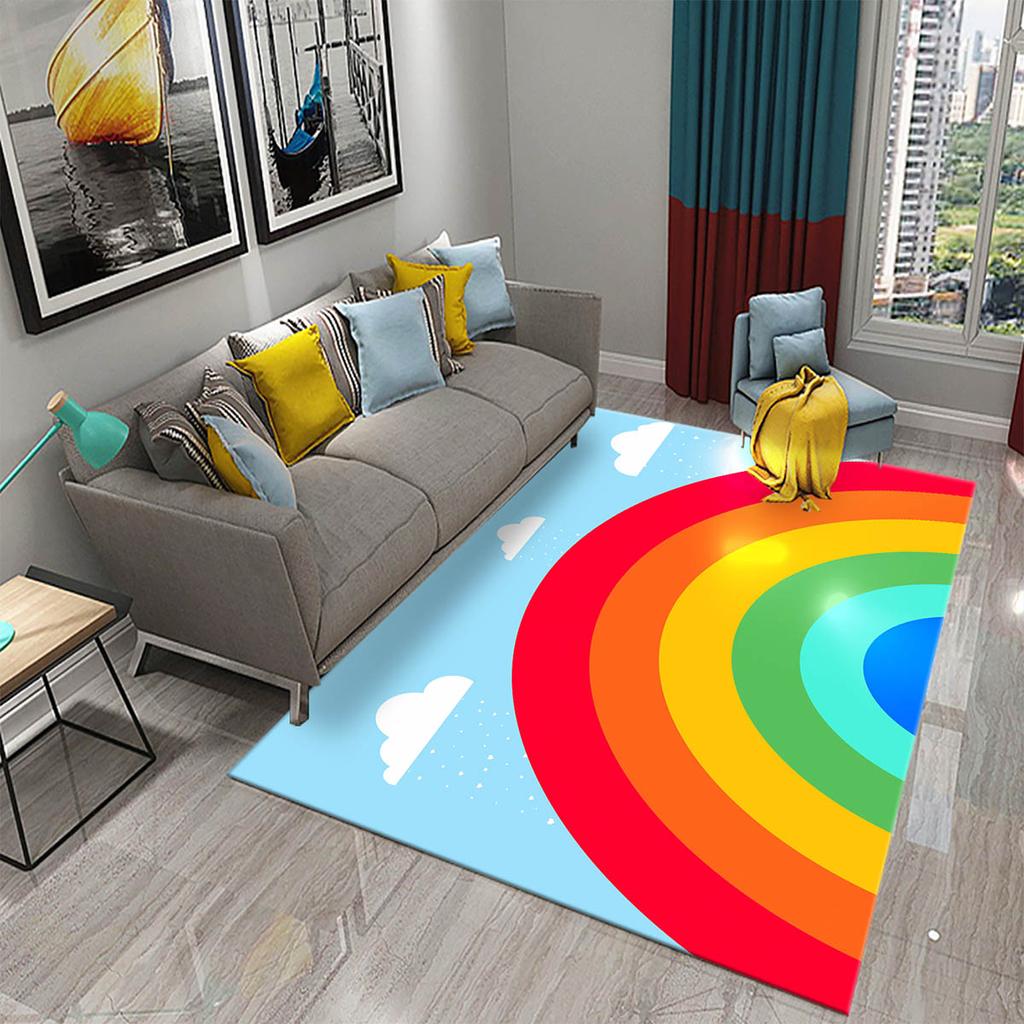 Bedroom Living Room Bathroom Rug Non-slip Home Decoration Cartoon Rainbow Flower Rug Game Room Children's Room Rug