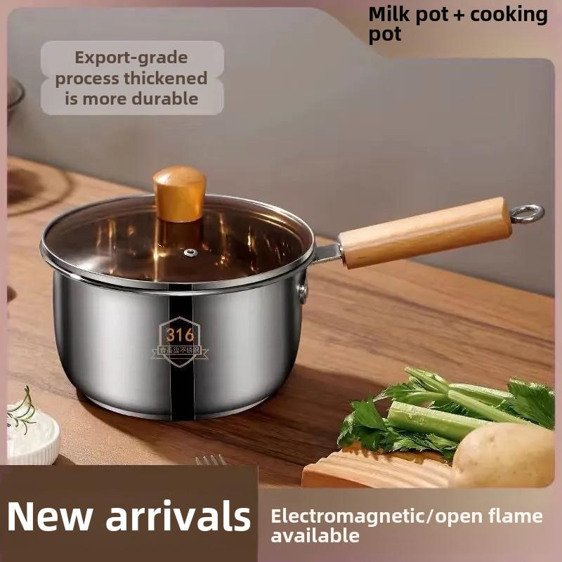 316 stainless steel pot super thick baby food pot stainless steel  soup baby milk  cooking one pot