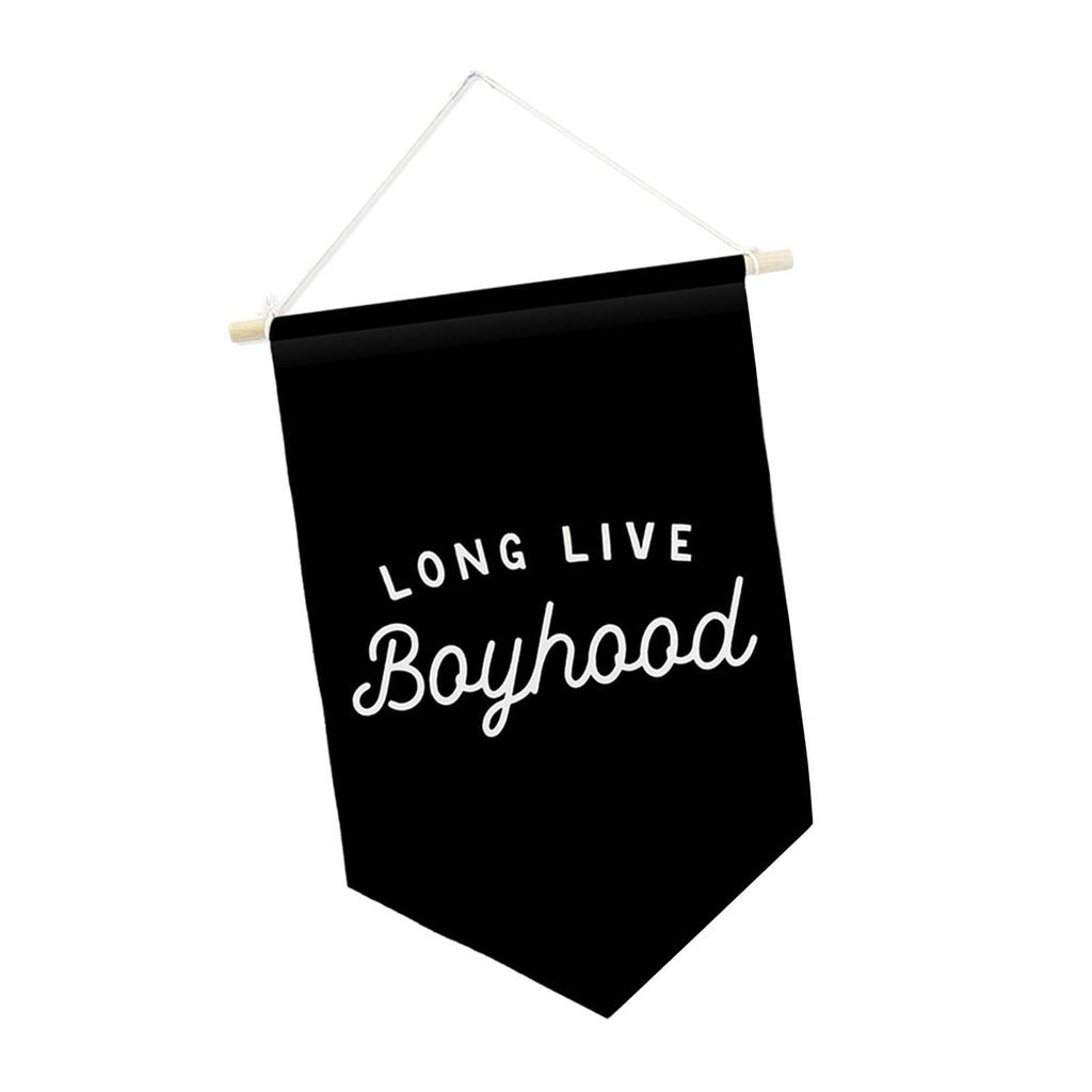 Boyhood Banner Decorative Wall Hanging Pennant Flag Triangle Display Ornament Polyester Wooden