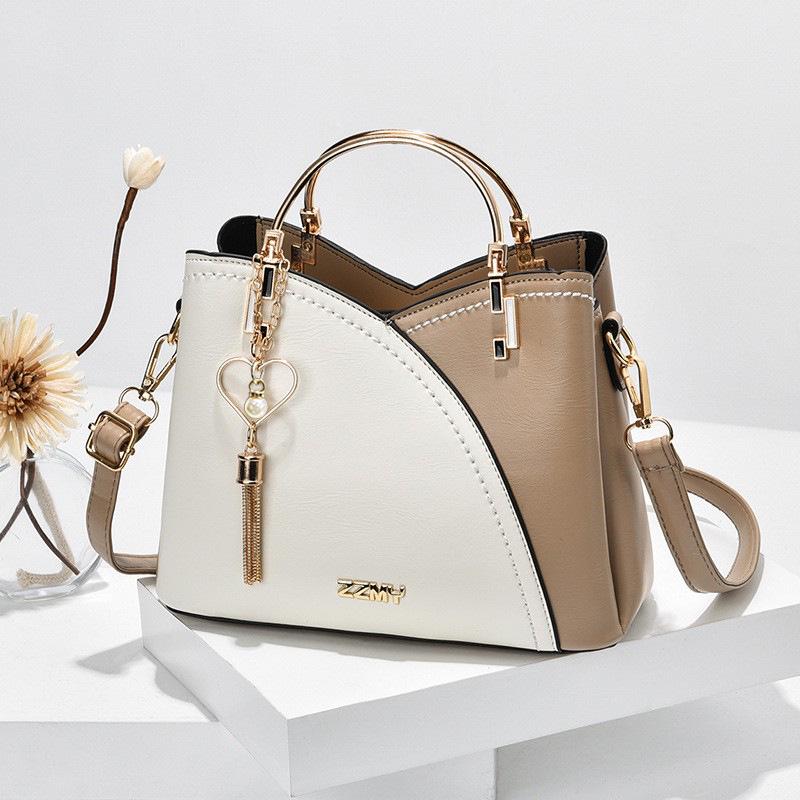 2025 Women's Trendy Korean Style Color Block Handbag, Large Capacity Single Shoulder Crossbody Bag