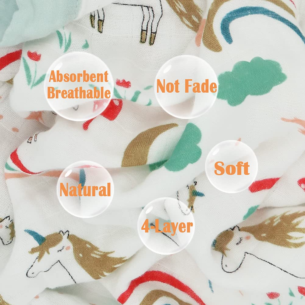 Bamboo Cotton Baby Bamboo Soft Gauze Baby Nursery Quilt for Boys and Practical Size 4-Layer Swaddle, 70% Cotton, 30% Skin-Friendly Blanket, Girls,