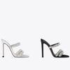 Fashion Crystal Pearl Slip On Slippers String Bead Thin Heels Modern Sandals Pointed Toe Summer Women Shoes Stiletto Heel Slides