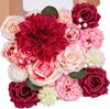 Artificial Flower Combination Box Set, Pink Silk Artificial Rose Bride Bouquet for Outgoing/Indoor DIY Center Piece Flowers for