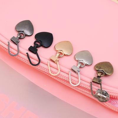 5Pcs Sewing Zippers Puller Head Heart Shape Detachable Metal Zipper Slider Repair Kits For Bags Backpack Coat Zipper WBL