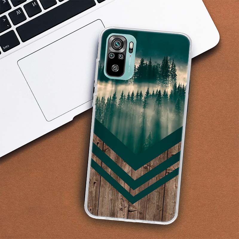 Forest Geometry Wood Nature Phone Case For Xiaomi Redmi Note 10 Pro Max 10S 9 9S 9T 8 8T 11T 11S 11 5G 11E 7 6 5 4X Coque Cover
