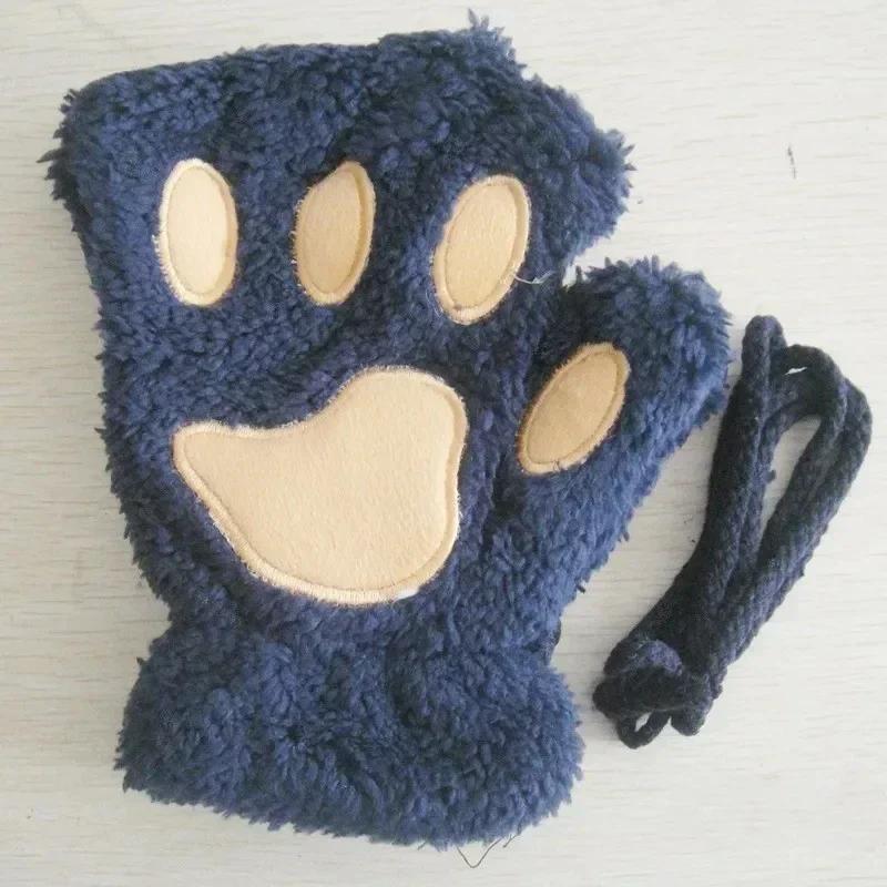 Adorabili guanti di peluche a forma di zampa di gatto, guanti di peluche, caldi e morbidi, senza dita, morbidi, da orso, guanti da costume, mezze dita