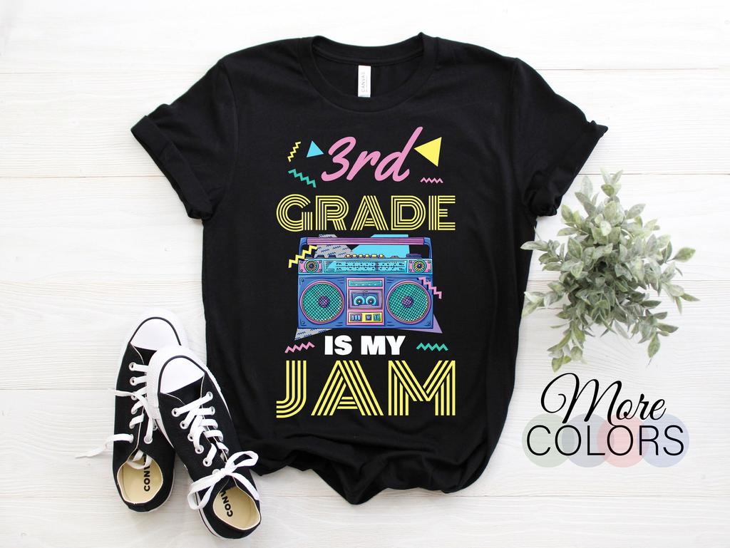 3rd Grade Is My Jam Three Vintage 80s Boombox Teacher Student T-Shirt, Back To School Third Grade First Day, 100 Days Of School, Field Day,