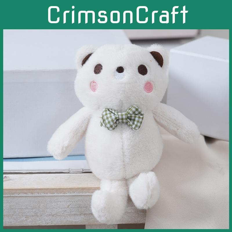 Tie Grid Bow Teddy Bear Plush Toy Soft Fill Doll Backpack Keychain Gift Holiday