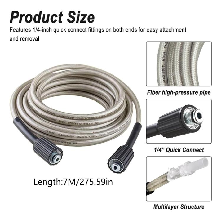 Expandable Nylon Reinforced Pressure Cleaner Hose 25ft Expansion With Double Fast Release Connectors Easy Installation