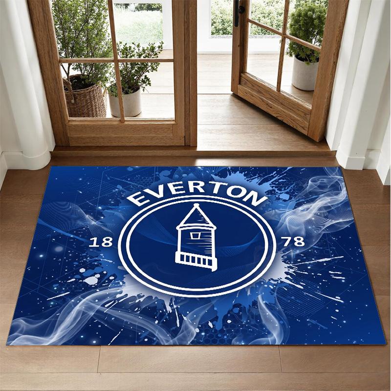 Everton Football Design Crystal Velvet Rug Soft Decorative Mat for Bedroom Entrance