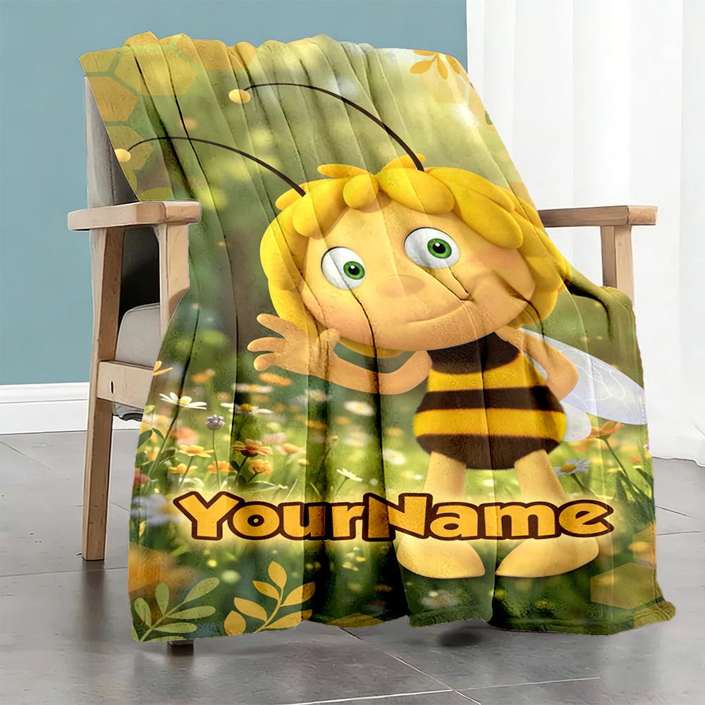 Biene Maja Personalized Text Blanket Cozy Customizable Blanket Durable Comfort Suitable for Office Office Chair Seaside Livingroom for All Occasions