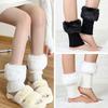 1 Pair Winter Outfits Elegant Clothing Accessories Soft Texture Leg Warmers Cute Faux Plush Design High Elasticity Black/White