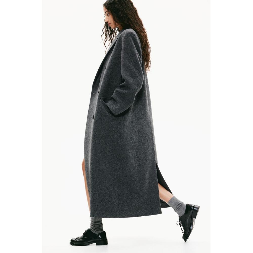 

Длинное пальто HM Oversize темно-серого цвета