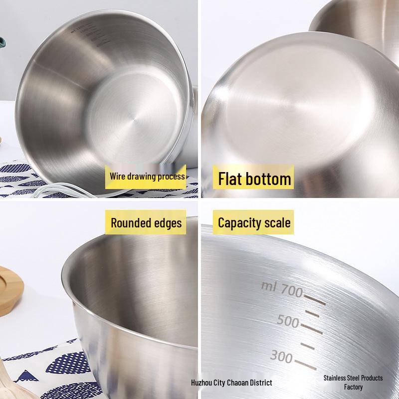 304 Edelstahl Rührschüssel im japanischen Stil mit Skala für Salat, Eierschlagen, Backen und Teigmischen - Goldfarbenes Finish