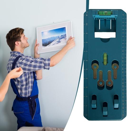 Bildaufhängungs-Set, Verbessertes Bildaufhängewerkzeug mit Wasserwaage, Zum Aufhängen von Sägezahn-/Drahtaufhängern, Schnelles präzises Positionierungs-Wandaufhängungs-Set, Wandaufhänger für
