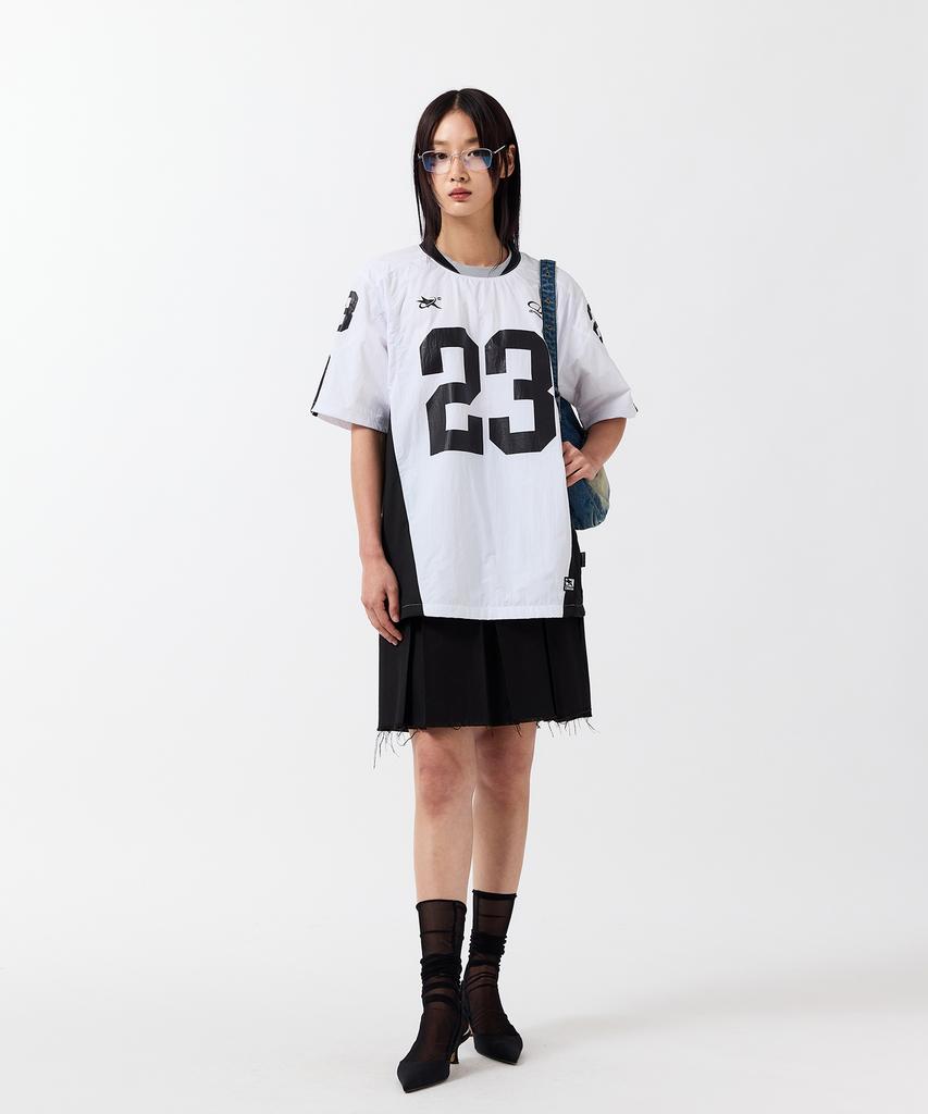 ODDSTUDIO Sporty Nylon Football Oversized T-Shirt - White