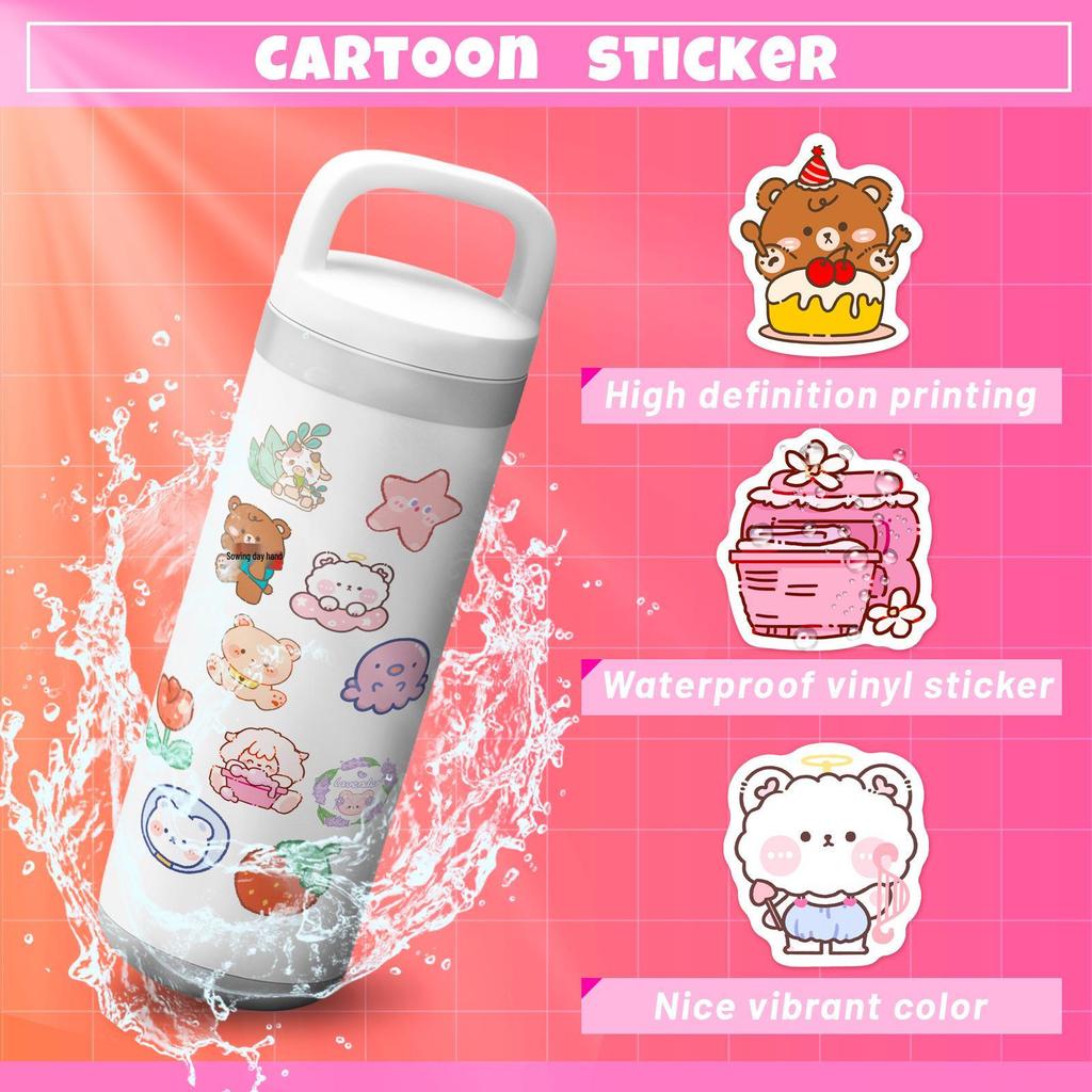100 Cute Bear Stickers: Cartoon Stationery for Water Bottles & Notebooks