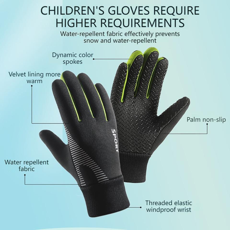 Kinder Dicke Warme Winddichte Handschuhe für Jungen und Mädchen Outdoor Radfahren Sport Silikon Anti-Rutsch-Handschuhe Elastischer Handgelenkschutz