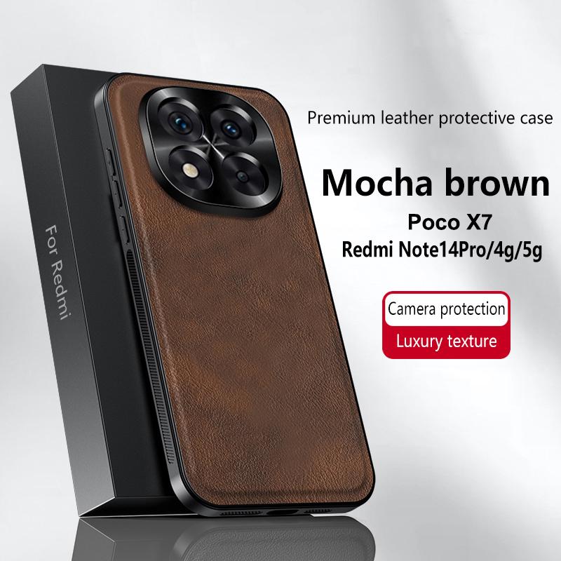 For Redmi Note 14 Pro 4G 5G Case Magnetic Elegant Leather Wear-Resistant Lens Fully Covered Non-Slip Grip Edge Cover Shell