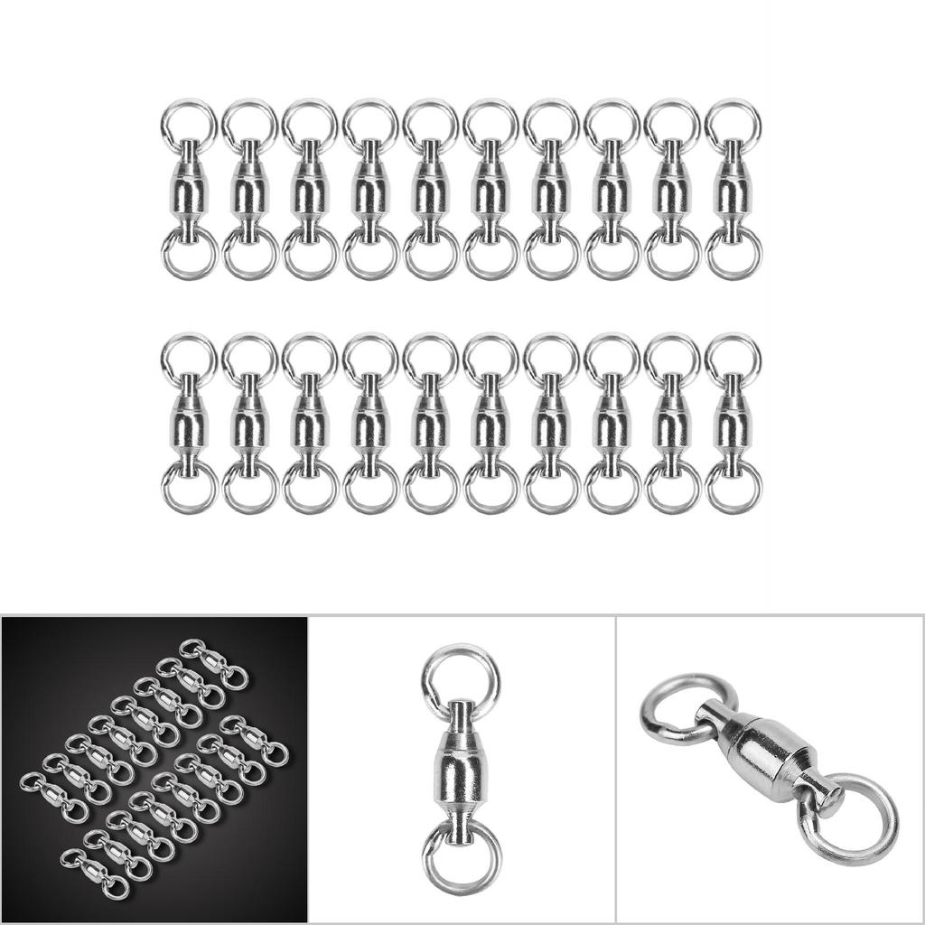 Swivel Fishing Tackle Rings Solid Rolling Hooks Lure Bearing (4#20pcs)