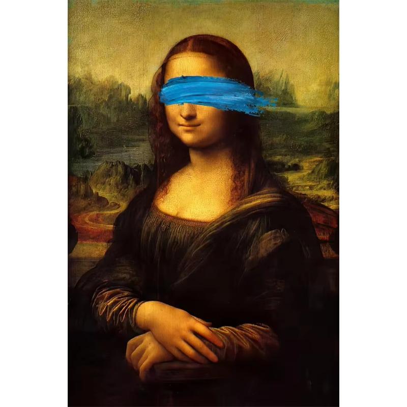 Funny Mona Lisa Poster Wall Art Canvas  Posters Classsic Oil  Character Funny Interesting Pictures Home Decor