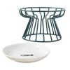Ceramic Raised Pet Bowl with Iron Rack Food Water Treats for Cats Dogs Feeders Supplies Drinking Accessories Puppy Kitten Bowl