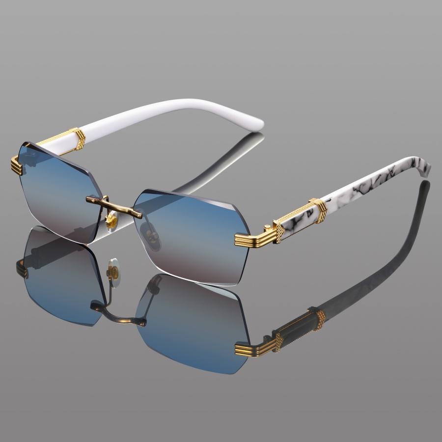 Vintage Slice Polygon Sunglasses Women Fashion Frameless Gradient Shades Men Trendy Brand Luxury Design Sun Glasses UV400