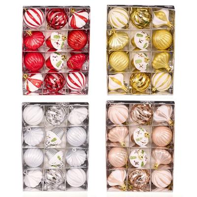 12Pcs/Box 6CM Christmas Hanging Balls Shatterproof Electroplated Painted Christmas Ball Set Plastic Christmas Tree Ornament