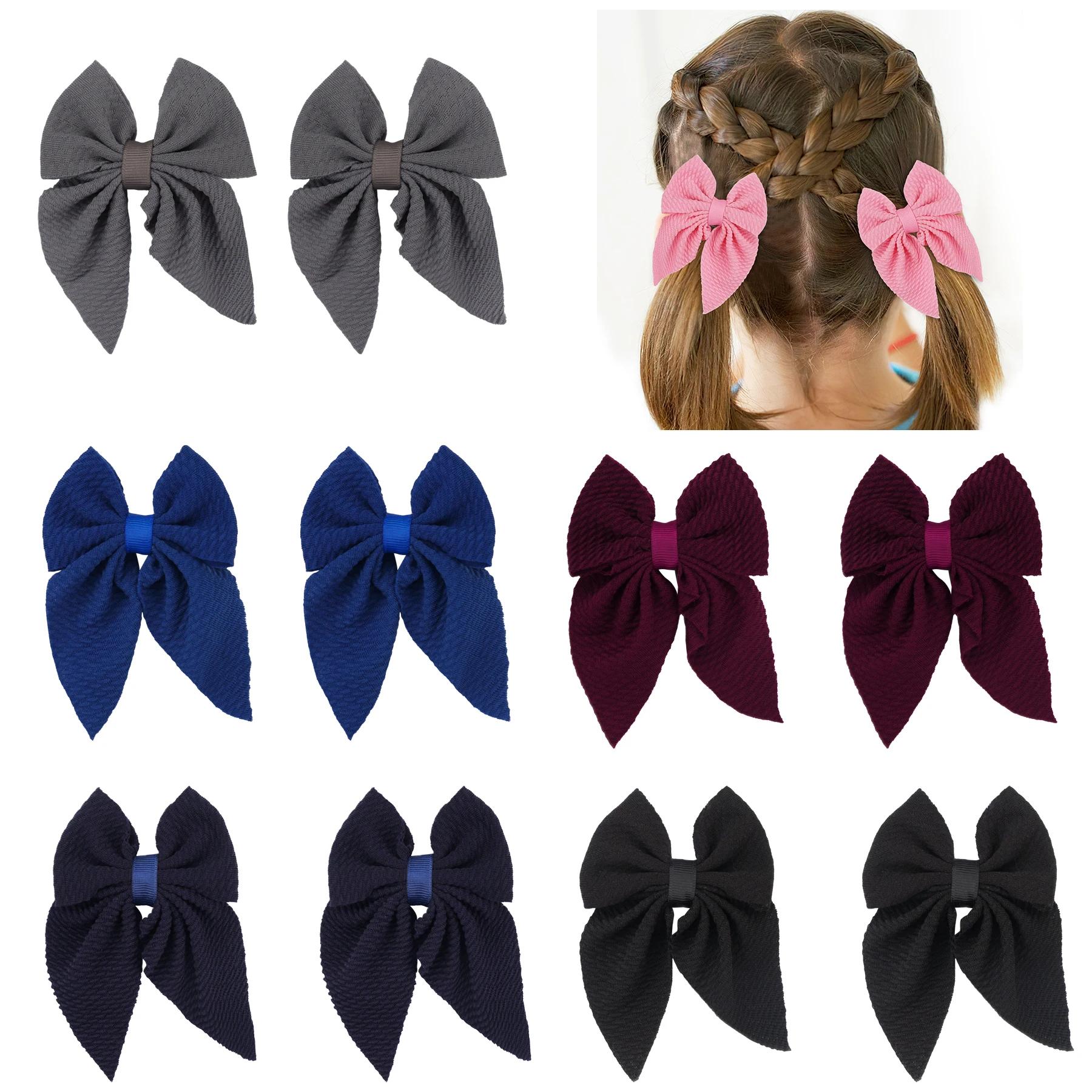 

10 шт. 3-дюймовые однотонные банты для хвостиков, косичек, полностью подшитые заколки-крокодильчики, аксессуары для маленьких девочек, малышей, младенцев