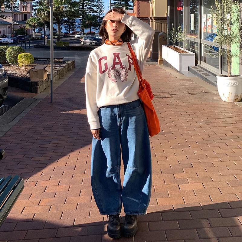 Gap Women's 2025 Fall LOGO Carbon Soft Brushed Fleece Loose Sweatshirt