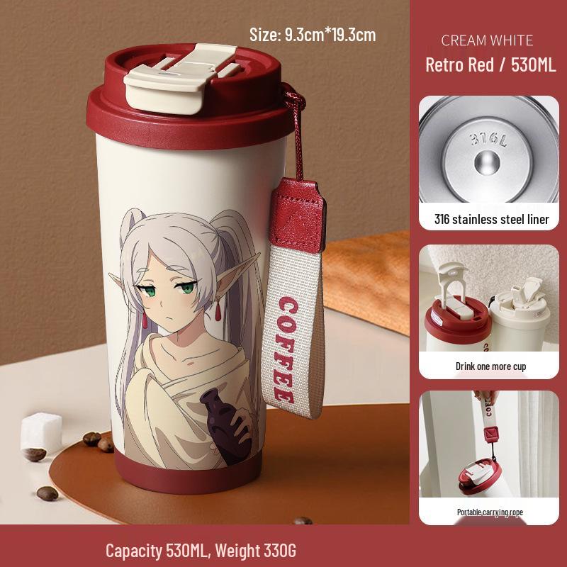 Frieren: Izolovaný hrnek s motivem Beyond Journey's End - Vysoká hodnota, Přenosný studentský hrnek na kávu a vodu